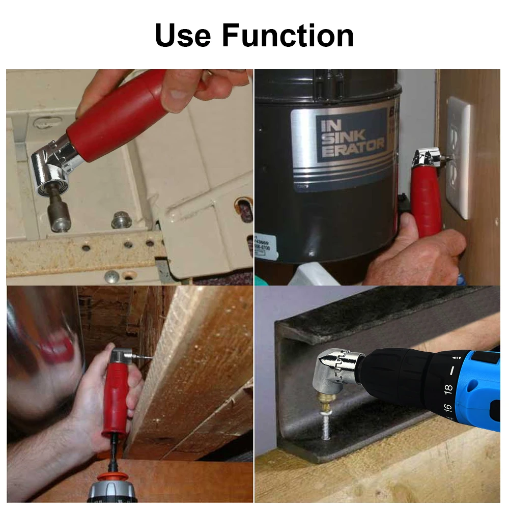 JelBo 105 Degrees Right Angle Adapter Drill Bits with 1/4'' Hex Shank Driver Extension Power Screwdriver Holder Tools