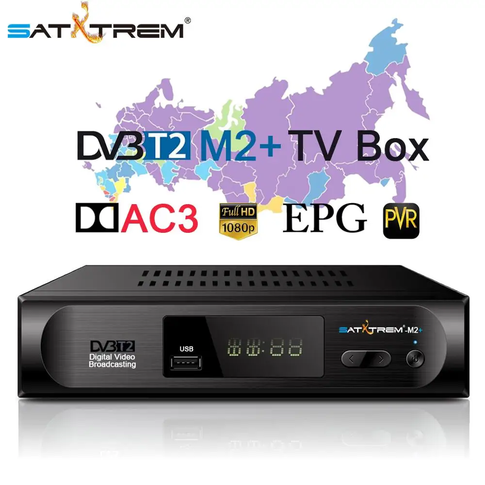 Satxtrem M2 Plus DVB-T2 TV Tuner DVB T2 With Wifi Satellite Receiver DVBT2 Vga Satellite Decoder TV Box Support AC3 PVR EPG USB