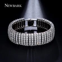 NEWBARK Luxury Sparklin CZ Bracelets For Women Silver Color Bracelet Bangles Femme Bridal Wedding Jewelry Pulseira