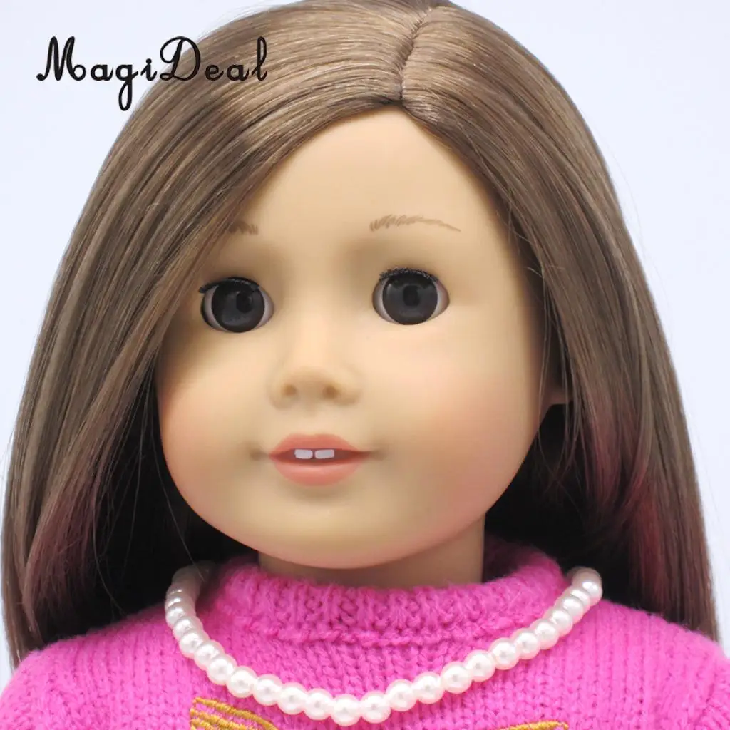 Fashion White Pearls Necklace Plastic Bracelet Jewelry Beads for 18 Inch     Doll Accessories