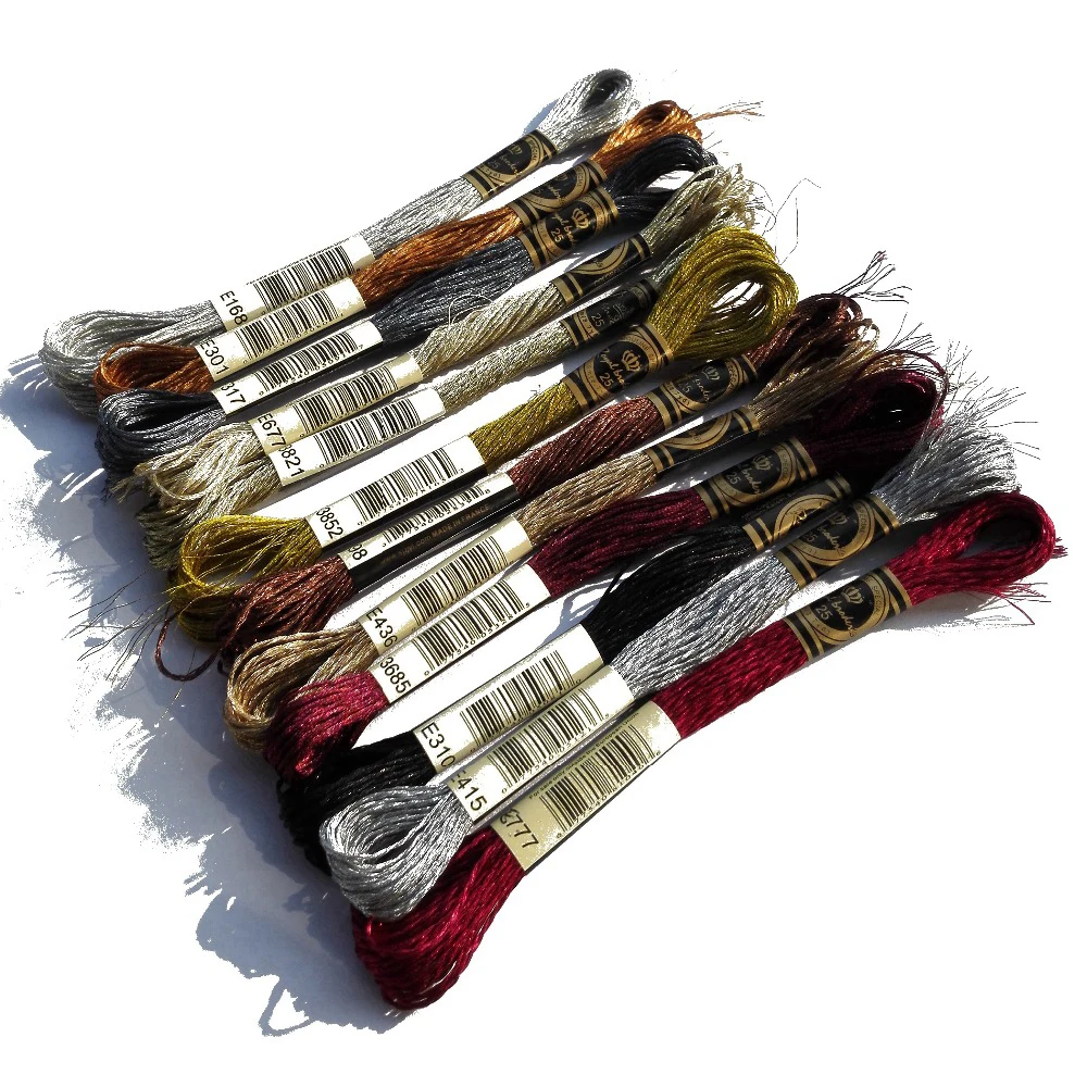 

oneroom wholesale 26pcs Precious Metal Effects metallic thread cross stitch same color as DMC floss E168 E3852 embroidery DIY