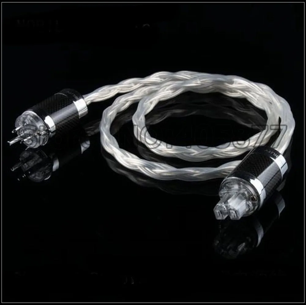 

HI-End OCC silver plated audiophile power cord cable 1M with carbon fiber power plug cable