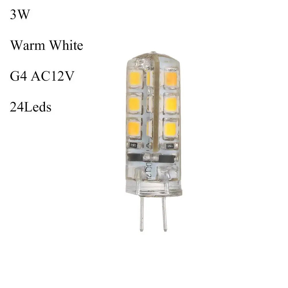 1 шт. G4 светодиодный SMD капсульный кукурузный свет лампы заменить галогенные 12 В/220 В теплый/холодный белый энергосберегающий светодиодный силиконовый светильник - Испускаемый цвет: AC 12V 3W warm white