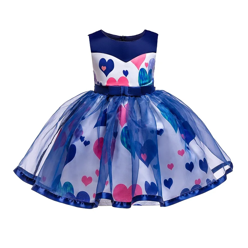 

Summer New Print Children's Dress Girls Lace Screen Gauze Dress Girl Wedding Flower Girl Dress Christmas Child Princess Dress
