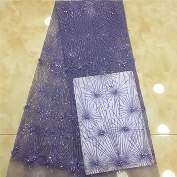 

African Lace Fabric beads High Quality Lace Fabric French Sequins Net Cord Tulle Fabrics Nigerian Laces For Wedding Dress
