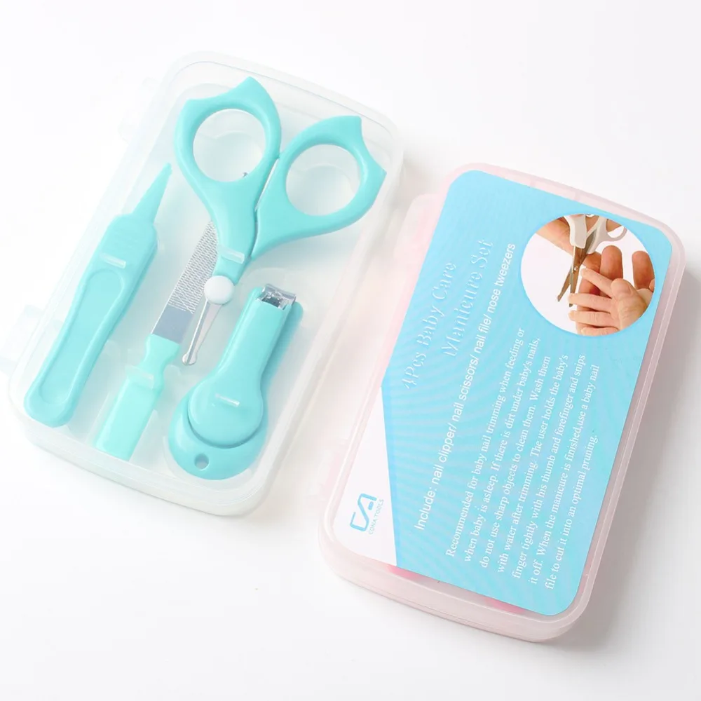 Jogo de Manicure Cortador de Unhas Kit com Caixa de Plástico para Crianças dos Miúdos Bebê Bonito Aço Inoxidável Tesoura Cortador 4 Pçs - Set 6 Cheap Conjuntos e kits