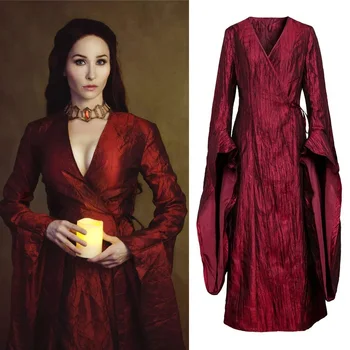 

Game of Thrones Season 8 The Final Season Melisandre Cosplay Costume Halloween Costume Party Women Red Long Dress