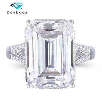 

DovEggs 14K White Gold 8ct 10*14mm Emberld Cut F Color Moissanite Vintage Engagement Ring for Women Daily Wear Fine Jewelry