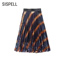 SISPELL/винтажная полосатая Юбка-миди хитового цвета для женщин с высокой эластичной резинкой на талии, тонкие плиссированные женские юбки летняя модная новинка