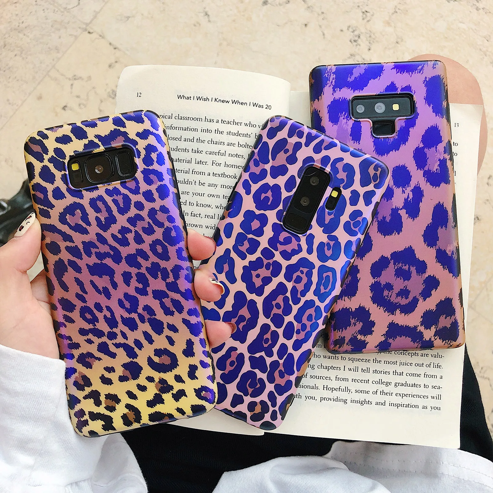 

For Samsung S10e S10 Plus S9+ Note 9 Retro Blue-Ray Matte IMD Soft Shockproof Cute Leopard Printed Phone Back Cover Case