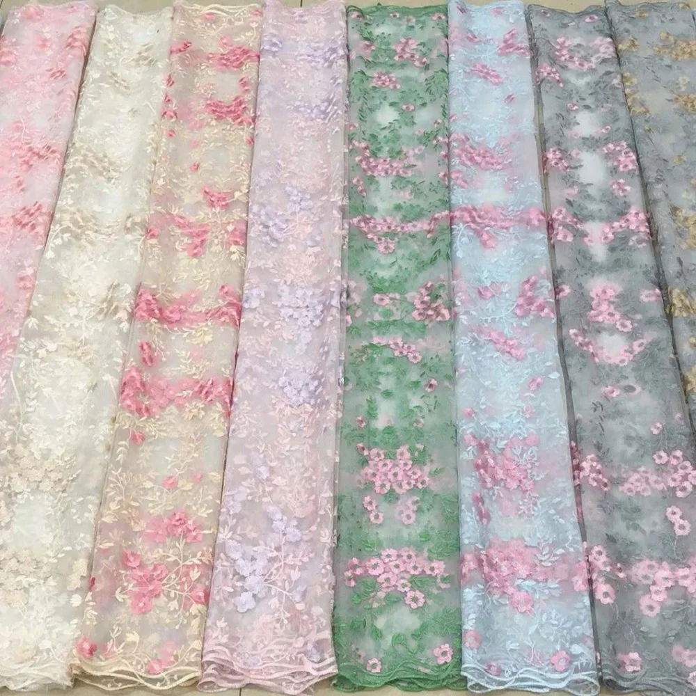 

1Yard New Multicolor screen embroidery fabric mesh embroidery lace DIY girls dress perspective fabric Embroidered Nigerian Lace