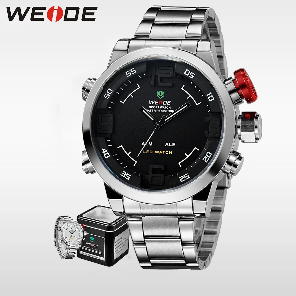WEIDE мужские часы лучший бренд сигнализации роскошь Водонепроницаемый LED