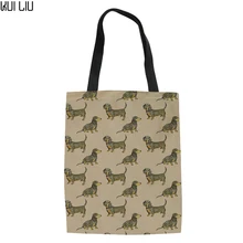 Женская модная сумка через плечо с ручкой многоразовые для Doxie Dachshund дизайн Холщовая Сумка для женщин большие складные сумки для покупок
