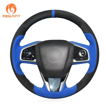 

MEWANT Black Blue Suede Soft Hand Sew Wrap Steering Wheel Cover for Honda Civic Civic 10 2016-2019 CRV CR-V 2017-2019 Clarity