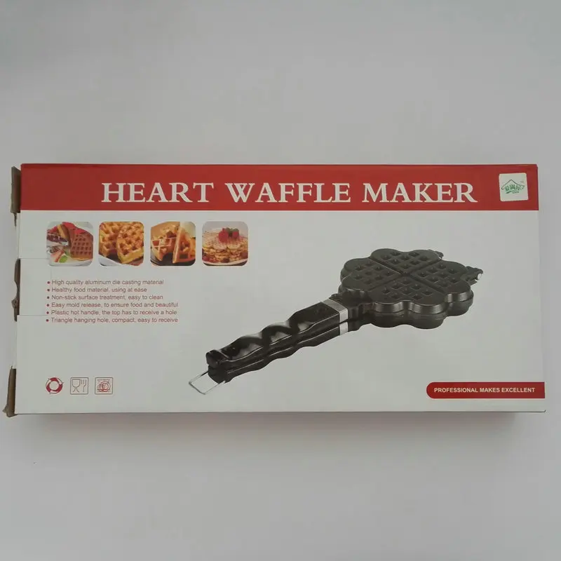 AMW DIY Heart Shape Non stick Metal Belgium Egg Waffle Maker Mini Baking Mold Kitchen Tools