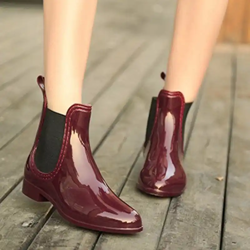 red chelsea rain boots