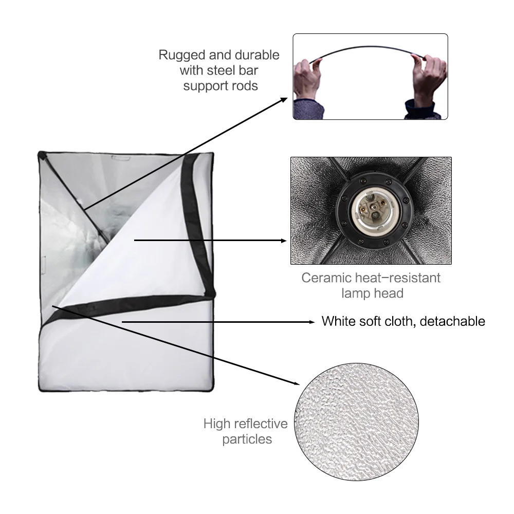 Фотография 50x70 см софтбокс светильник ing наборы профессиональная световая система с 2шт E27 фотографические лампы оборудование для фотостудии