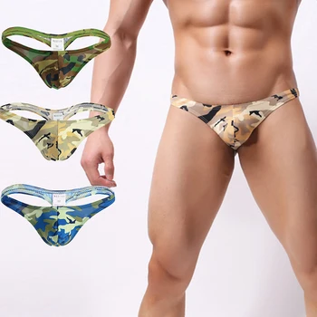 

Men Thong G-tring Sexy Underwear Mens Thongs T-back Tanga Hombre Low Rise Camouflage Bikini cueca Male Underpants Panties