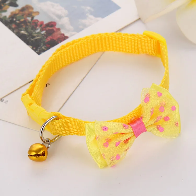 2019new Puppy Adjustable Pet Collar Cute Bowknot Necktie Dog Cat Nylon Bell Kitten Bow Tie Collar