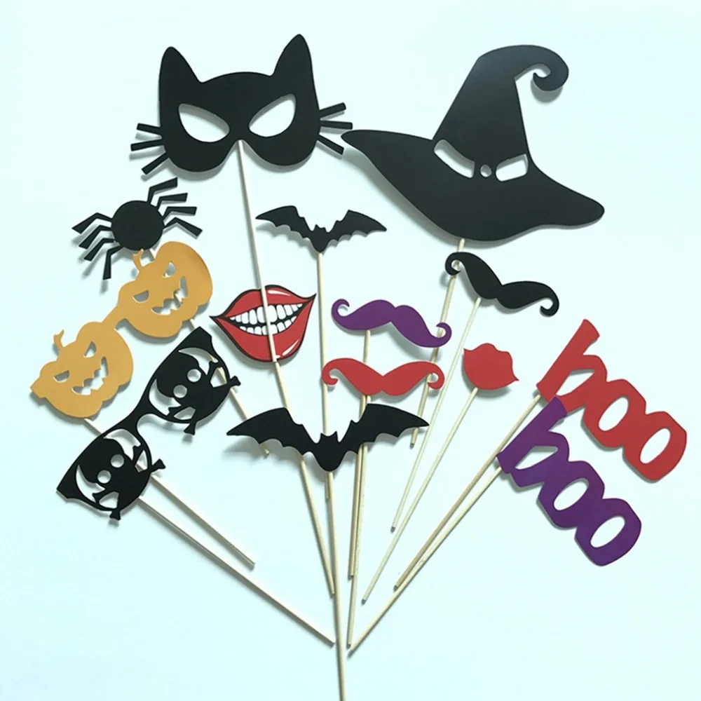 14PCS/SET Funny Halloween Party Photo Booth Props Happy Halloween Photo