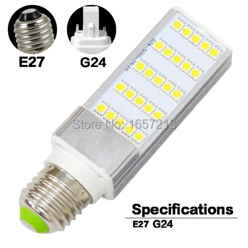 

NEW 1Pcs Aluminum Casting 5W Horizontal Plug light E27 LED lamp AC 85V 110V 220V 265V Ultra bright SMD 5050 25LEDs LED Corn Bulb
