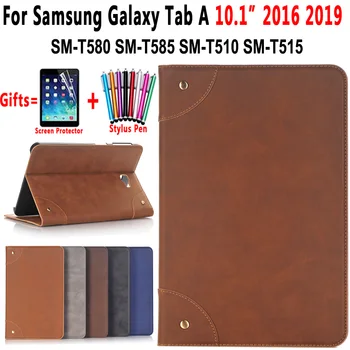 

For Samsung Galaxy Tab A A6 10.1 2016 2019 Case Cover T580 T585 T510 T515 Retro Leather Flip Book Shell Funda Stand Card Slot