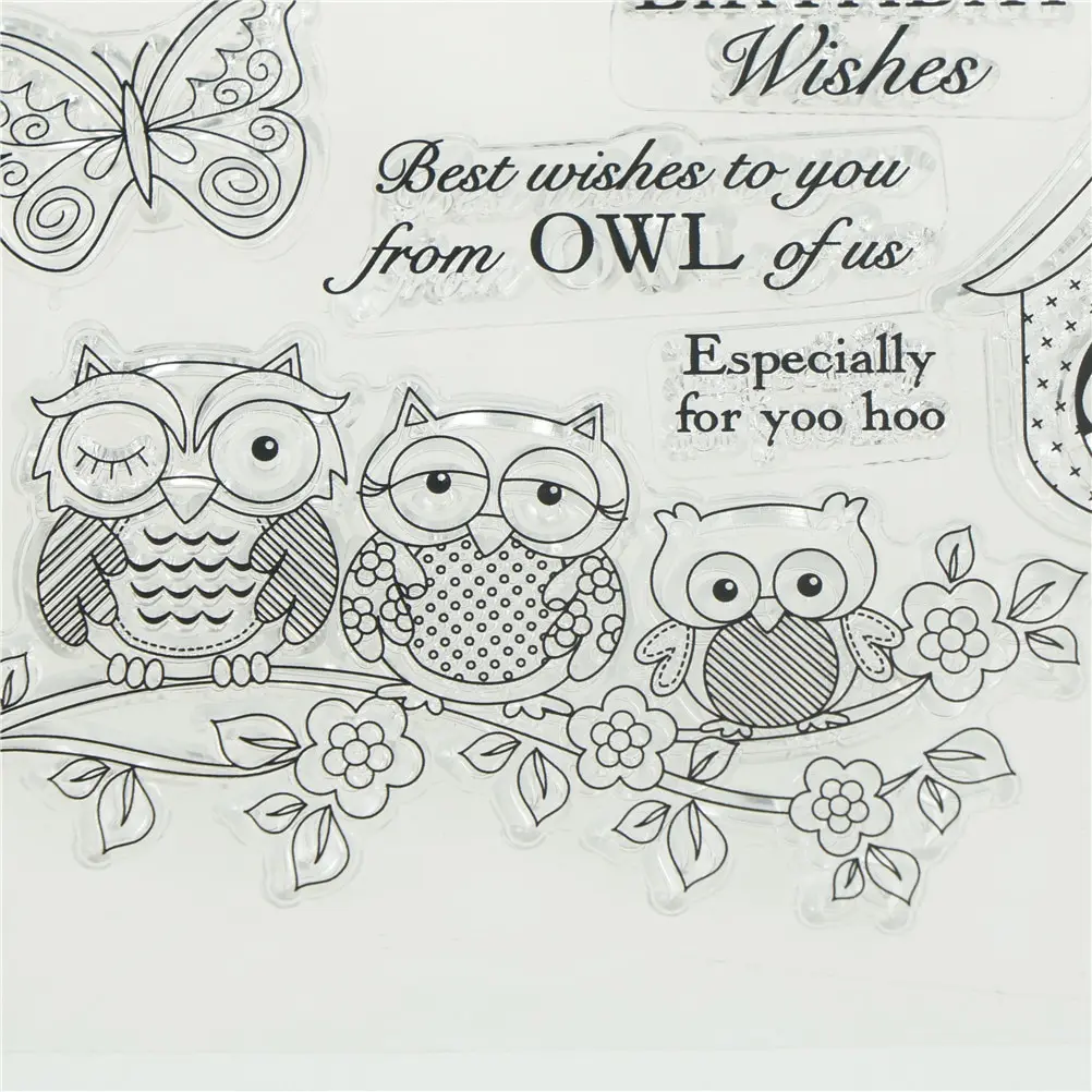 

New Arrival Owl Butterfly Pattern Transparent Clear Silicone Stamps for DIY Scrapbooking Card Making