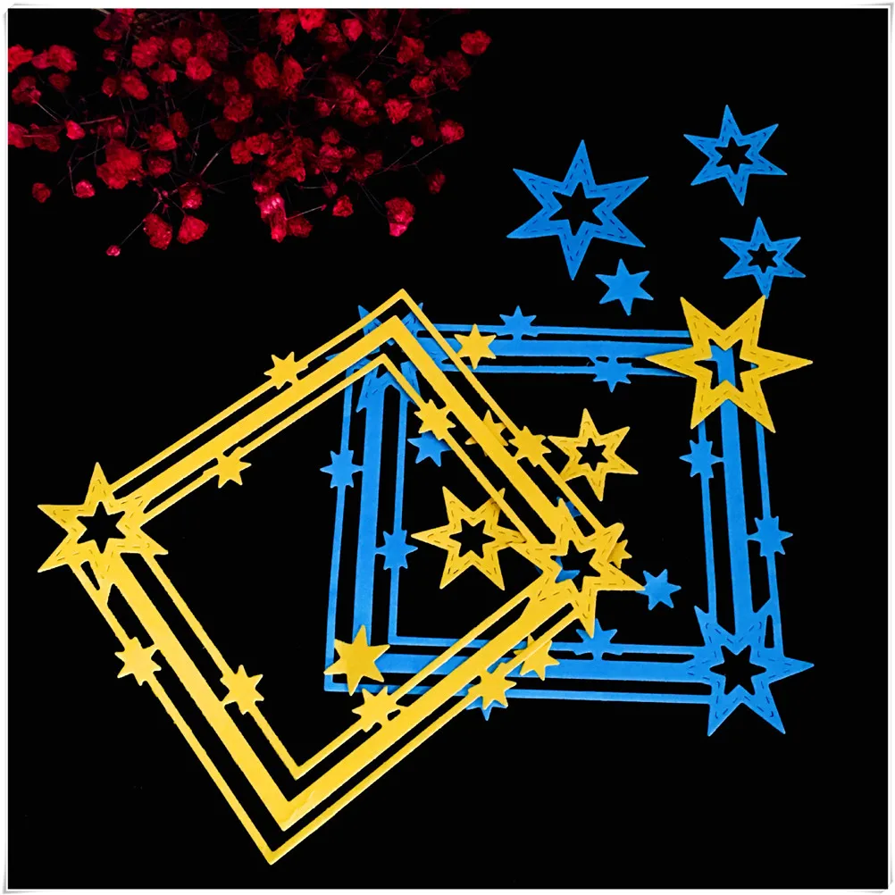 

DIY Scrapbooking Photo Album Decorative Embossing Folder Stencil Star Frame Christmas Deco Metal stencils Drafting Supplies