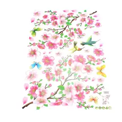 Peach Blossom Цветок Птица съемные стены стикеры ТВ оформление спинки дивана Art
