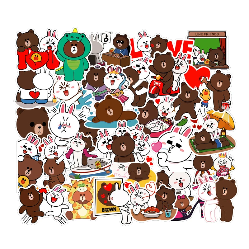 

100PCS cartoon anime brown bear cute hand account car notebook luggage guitar animal sticker painting stickers for children kids