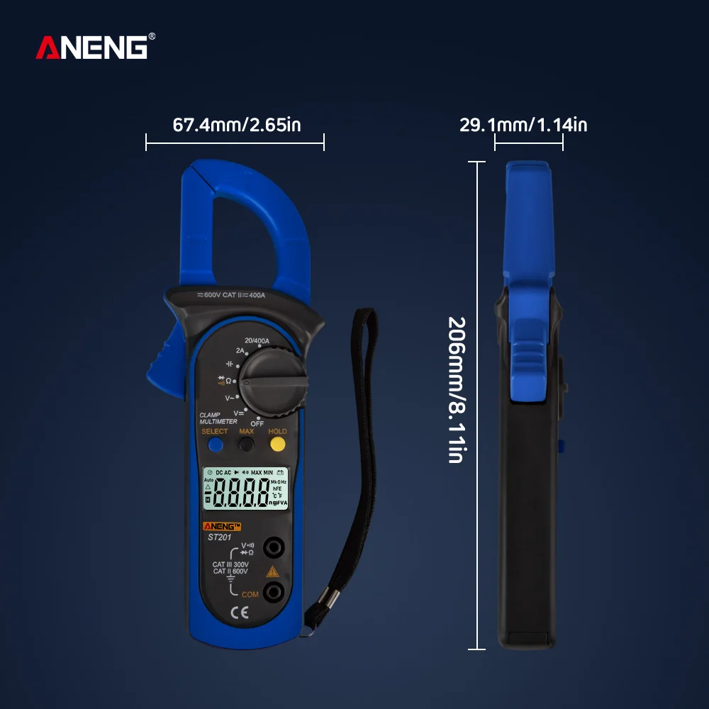 ANENG ST201 Цифровой мультиметр зажим Сопротивление ом устройство переменного и постоянного тока для проведения испытаний зажим Амперметр транзистор тестеры вольтметр d контакт lcr метр