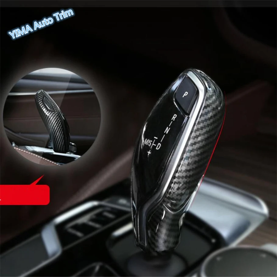 

Lapetus Auto Styling Head Gear Shift Knob Frame Cover Trim Fit For BMW 5 Series G30 530I 2017 2018 2019 Red Carbon Fiber Plastic