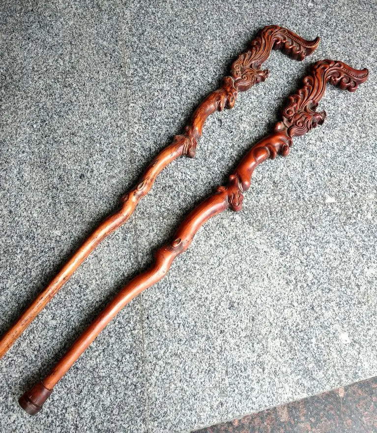 Valentine Vintage Wooden Walking Cane Walking Stick Silver Brass Handle Leg S