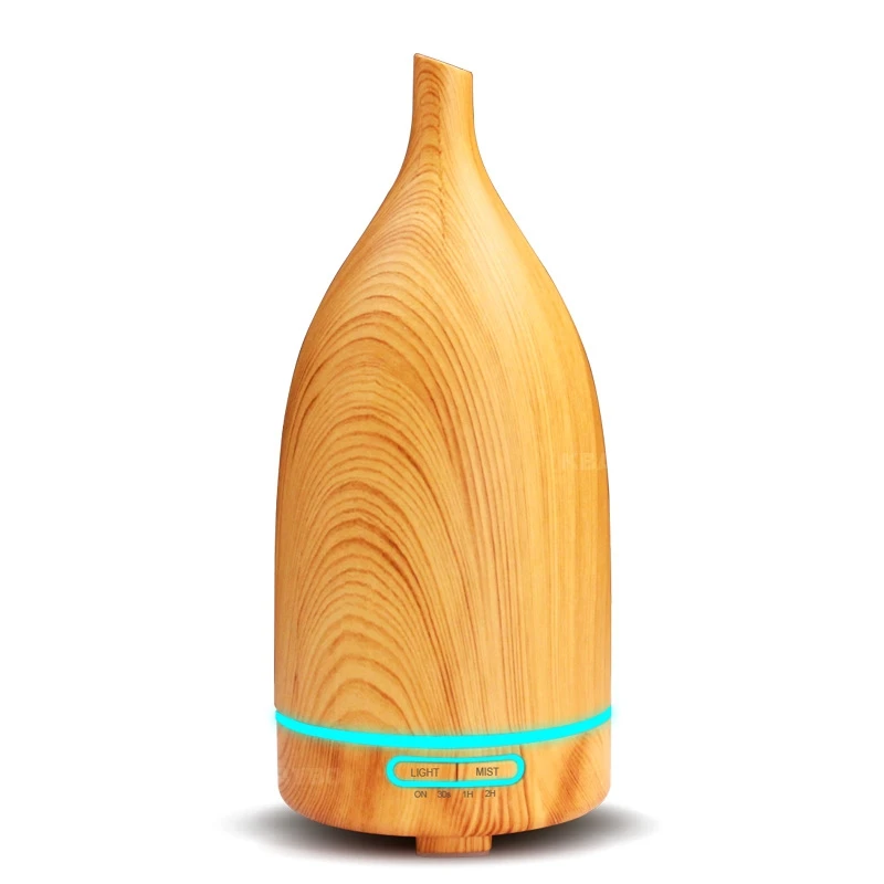 

100ML Wood Grain Ultrasonic Air Humidifier Aroma Essential Oil Diffuser with Colorful LED Night Light for Home Office