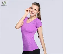 

new Women's outdoor sports short-sleeved T-shirt quick-drying running yoga fitness shirt ladies round neck Slim women's clothing