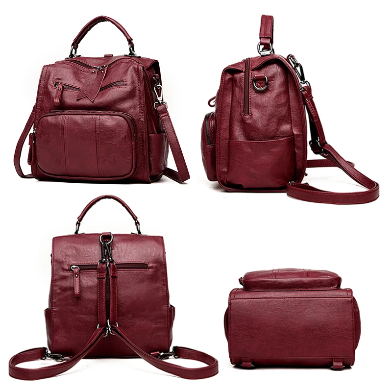 LANYIBAIGE 2018Women Backpack Female Casual Multifunction School Bag Designer Leather Shoulder Bag Women Travel Backpack mochila