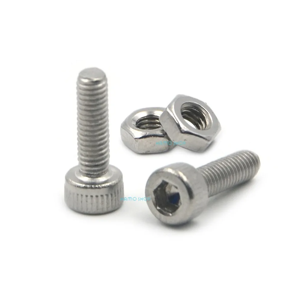 

50pcs M3x10mm Stainless Steel Allen Hex Socket Head Cap Fastener Thread Screw Bolts + 50pcs M3 Nuts
