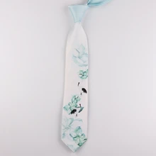 Мужской и мужской маленький Свежий мятный зеленый галстук с принтом жасминовый журавль для студентов в ретро китайском стиле галстук