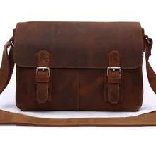 Высококачественные винтажные мужские сумки-мессенджеры Crazy Horse из натуральной кожи коричневого цвета через плечо повседневные дорожные сумки# MD-J6002