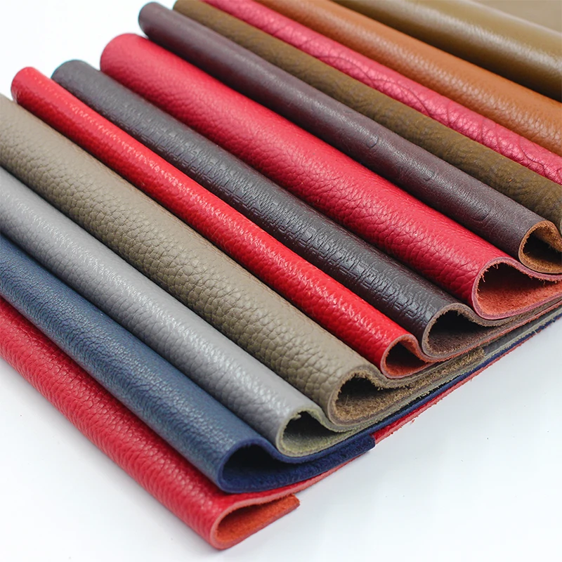 

Leather making Handmade DIY leather Vegetable Tanned Cowhide Material Fabric Piece Litchi Faux Artificial Leather Fabric For