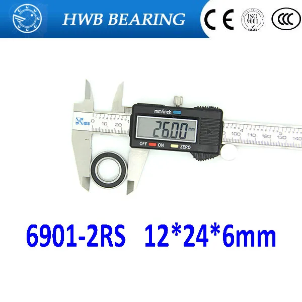 

Free shipping 6901-2RS (10PCS) 12x24x6MM Metric Thin Section Bearings 61901RS 6901RS 12*24*6mm bike repair bearing 6901 RS