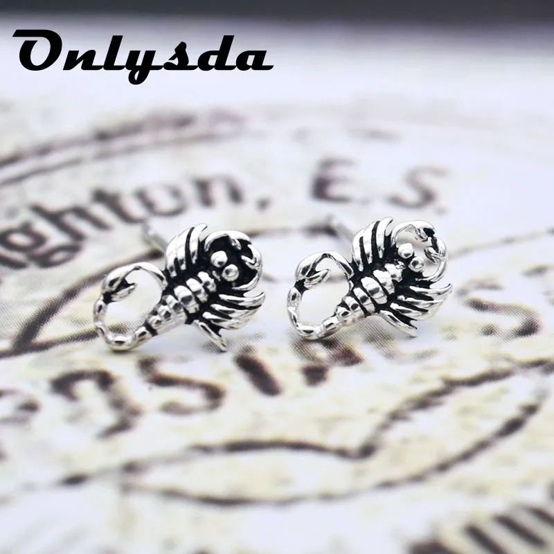 ONLYSDA новые модные панк S925silver 3D необычные животные Скорпион серьги гвоздики для