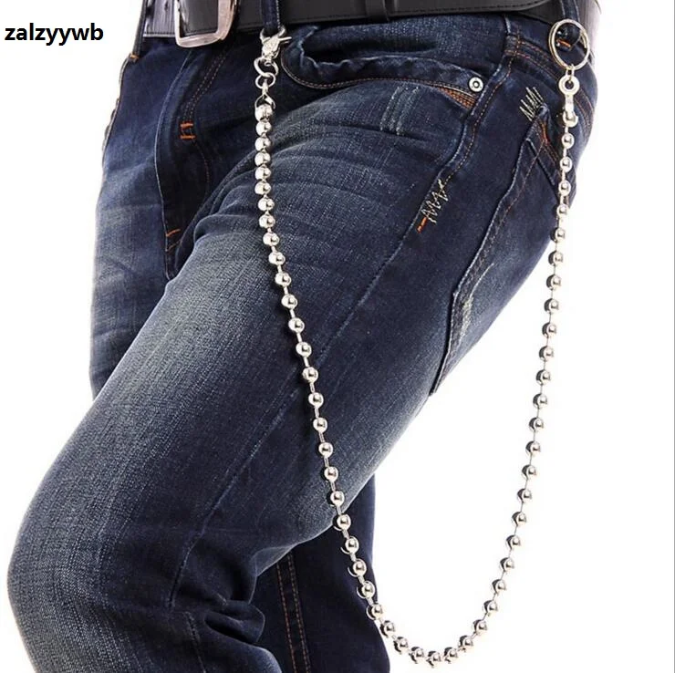 НОВАЯ ЦЕПОЧКА на пояс для мужчин 87 см/3" Удлиненная серебряная металлическая 9 мм с шариками, кошелек, брелок для ключей, Байкерский джинсовый Дальнобойщик, модная поясная цепочка в стиле хип-хоп