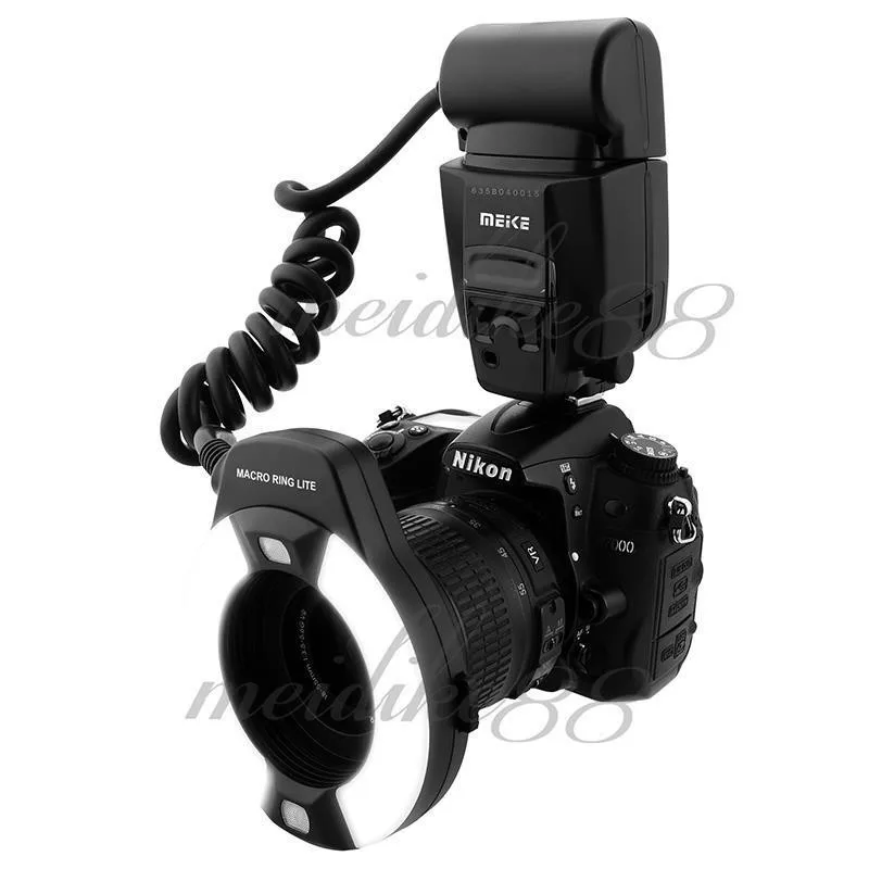 Meike MK-14EXT i-ttl Кольцевая вспышка для макросъемки для Nikon D7100 D7000 D5200 D5100 D5000 D3200 D3100 D90 D300S D600 с светодиодный фокуса
