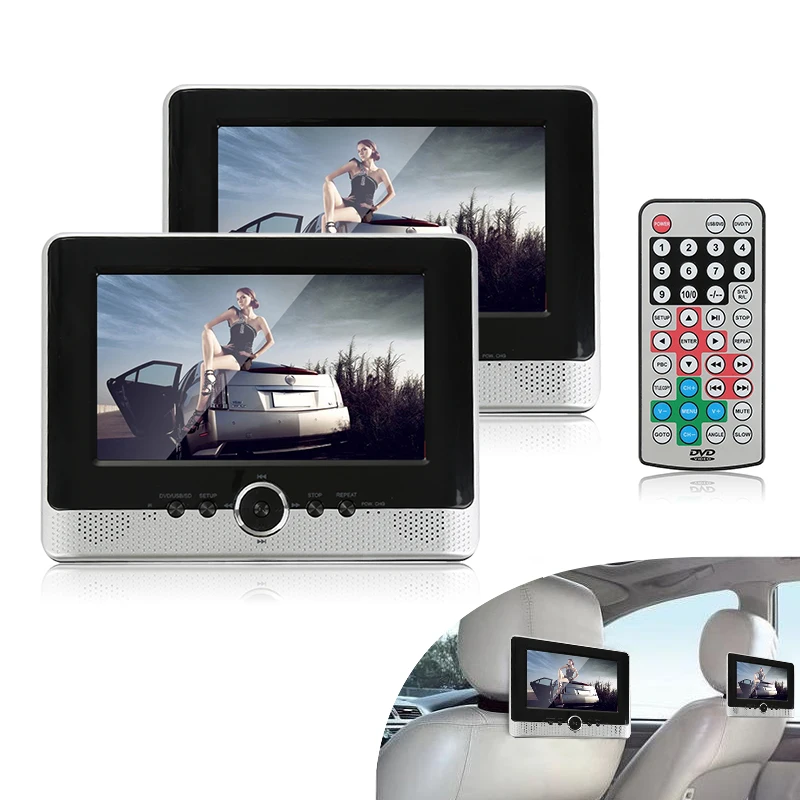

8"Headrest DVD Player Car Rear Seat DVD Player Anti-theft Detachable Flat Cover Monitor Adjustable Screen Speaker Panel Pillow