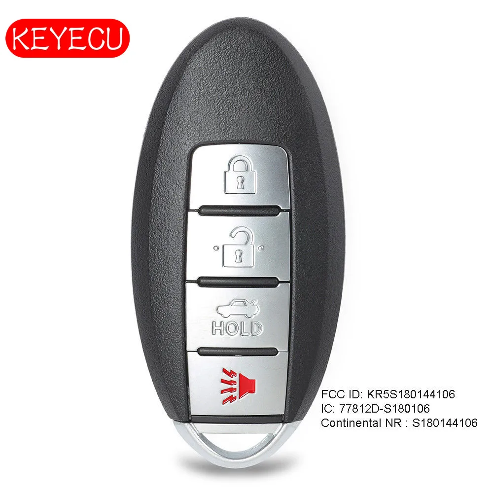

Keyecu Smart Remote Key Fob 3+1 Button 433.92MHz for Nissan Rouge 2014-2016 FCC: S180144106