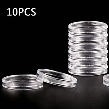 

10X 40mm Applied Clear Round Case Coin Storage Capsules Holder Plastic Reusable