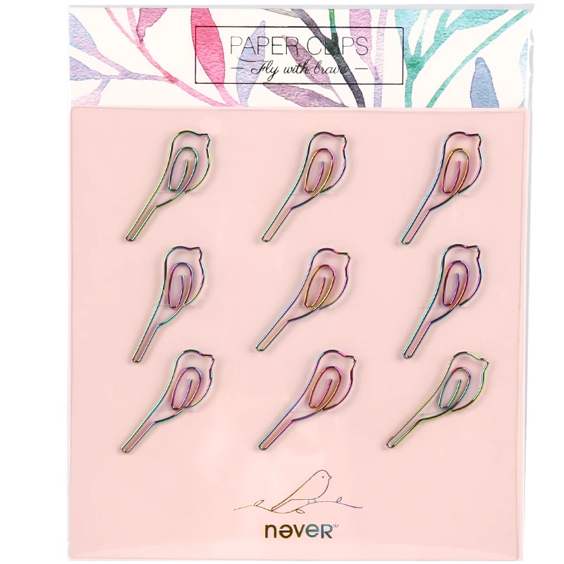 

Never Fly Bird Shaped Paper Clips Cute Metal Paperclip Bookmarks Notebook Planner Decoration Accessories Gift Stationery 9 Pcs