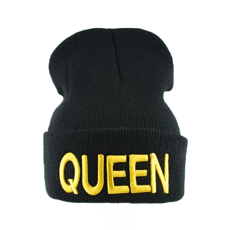 KING Кепка с надписью Queen с вышивкой Snapback хип-хоп бейсболка s для мужчин влюбленных пар мужчин женщин мультфильм шаблон casquette homme - Цвет: Knitted QUEEN Yellow