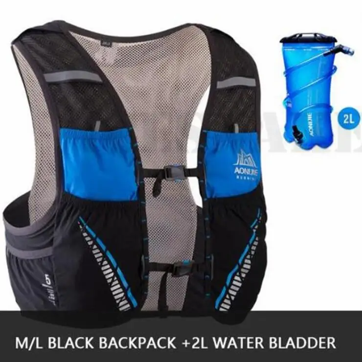 AONIJIE сумки для бега гидратация пакет рюкзак Жилет Жгут водный Пузырь Пешие прогулки Кемпинг марафон гонки скалолазание 5L - Цвет: ML Black 2L Bladder